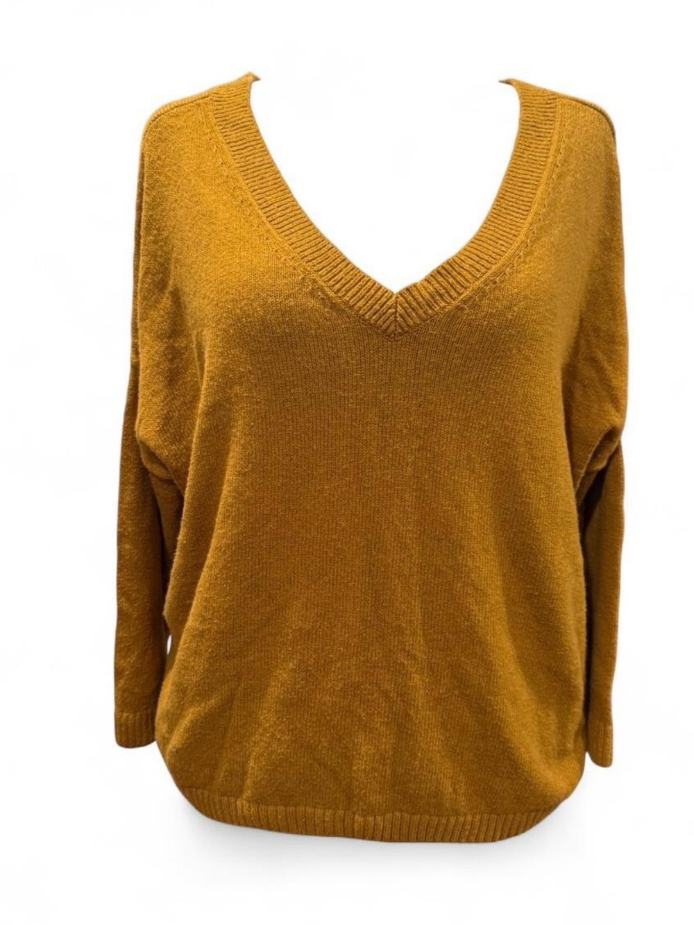 Madewell V-Neck Oversized Sweater in Mustard Gold